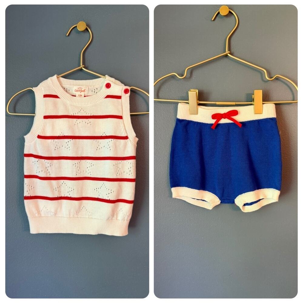 Cat & Jack red‎ white blue outfit